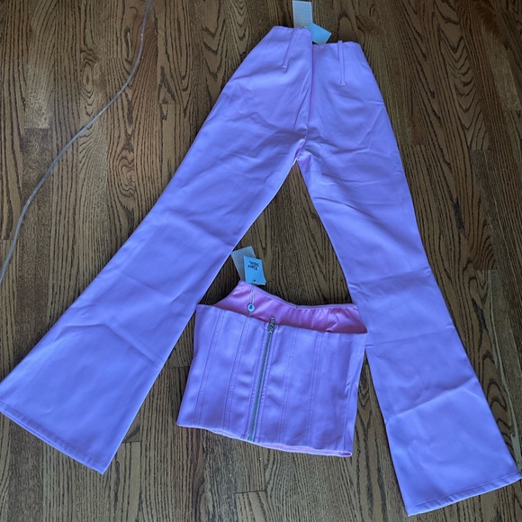NWT Tiger Mist Pink Strapless faux leather corset top and pants - Picture 6 of 9